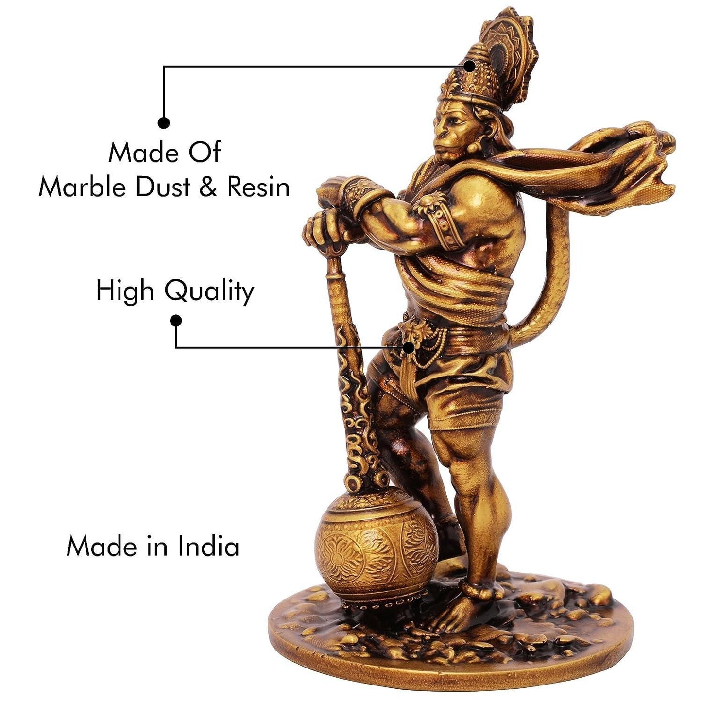 Bahubali Hanuman Idol Home Decor - Hanuman Murti Statue for Desk & Gift