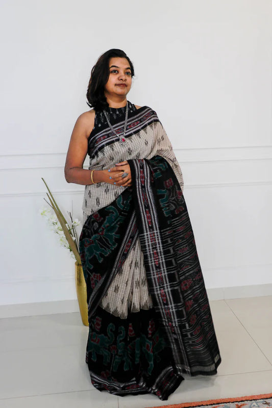 Designer Ikkat Cotton saree - Hathi design