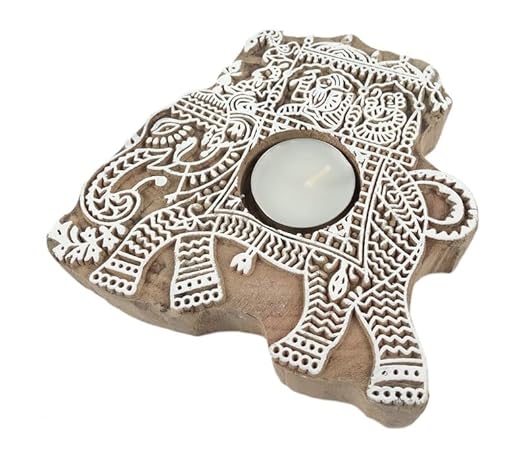 Wooden Block Tea Light- Elephant Shape