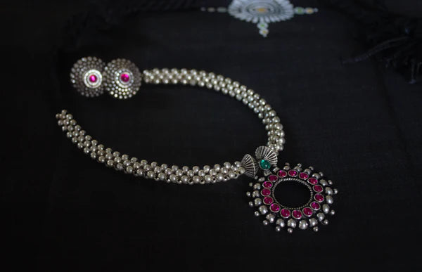 German Silver Tushi (choker) Set - Thin