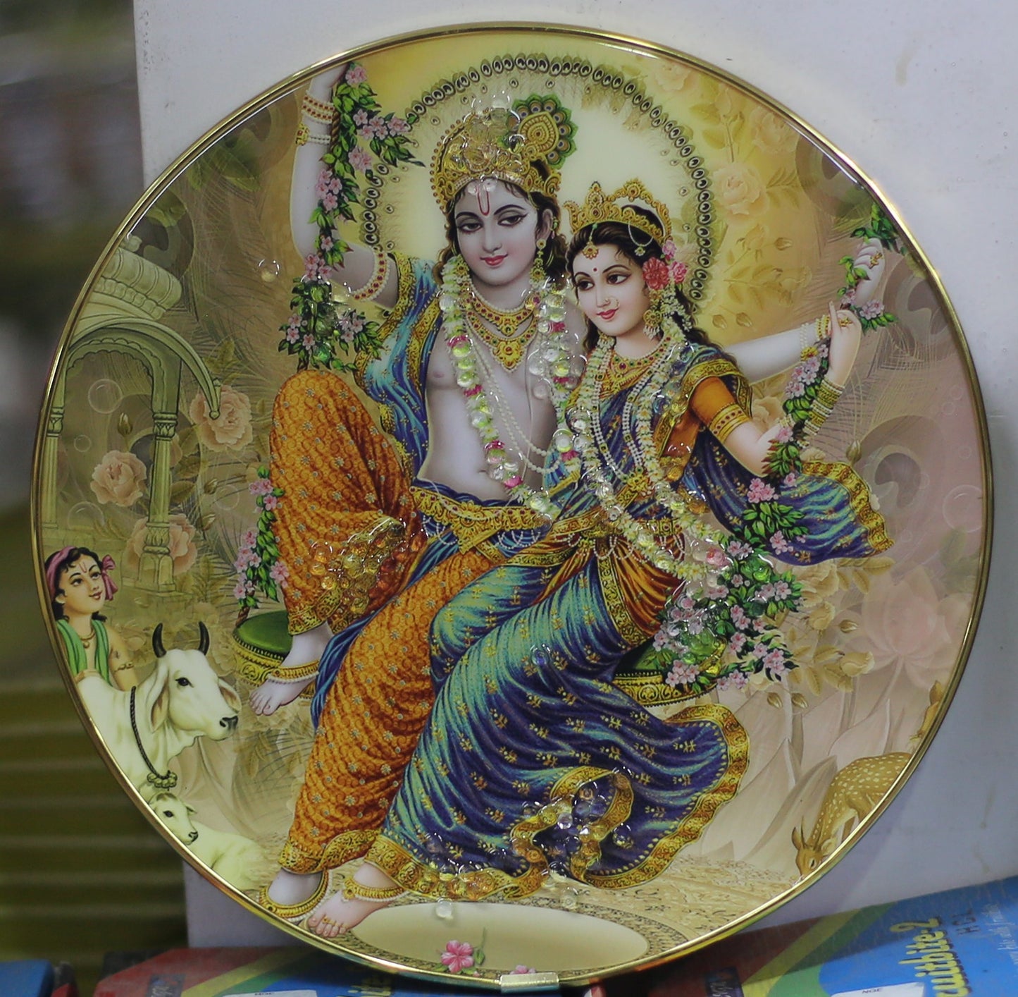 KRISHNA RADHA WALL HANGING WITH CRYSTALS-2